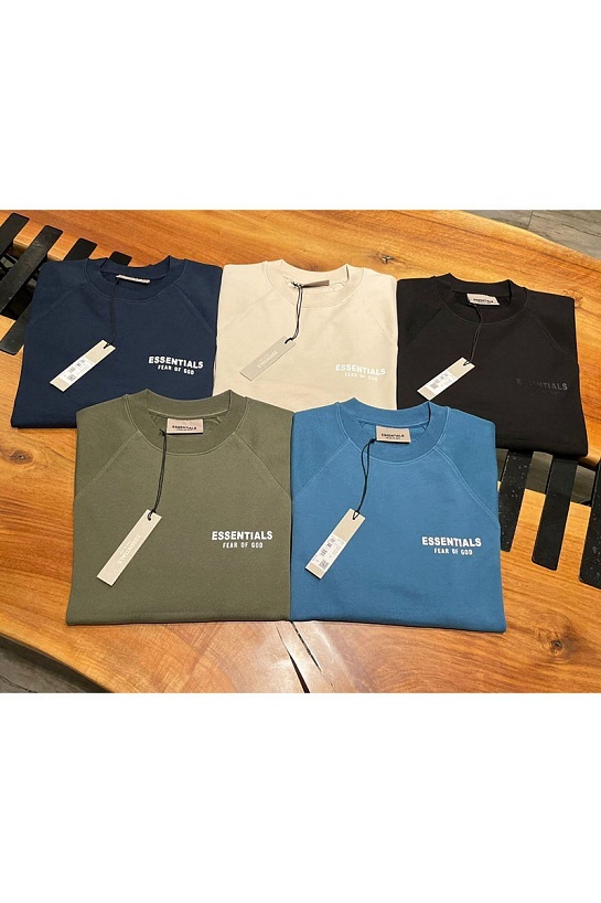 Синий свитшот Fear Of God Essentials Flocked Logo