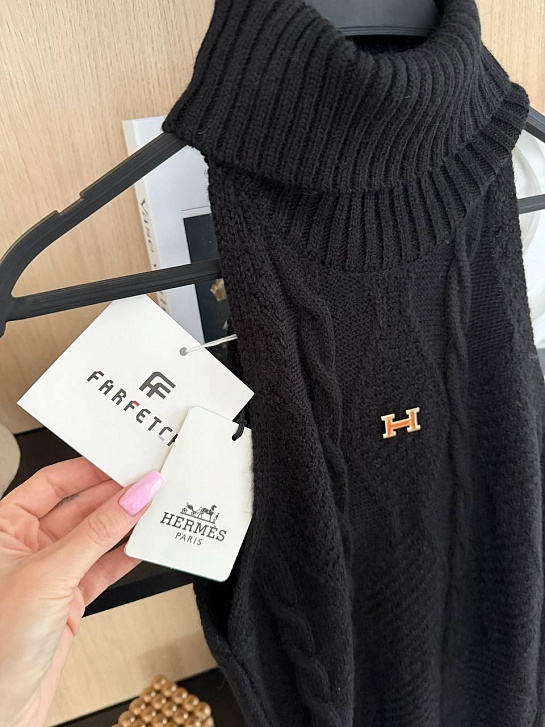 Женское вязаное платье Hermes Premium - Black