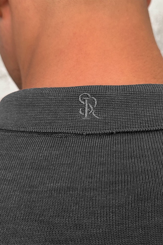 Серое поло с длинным рукавом Stefano Ricci zip-up