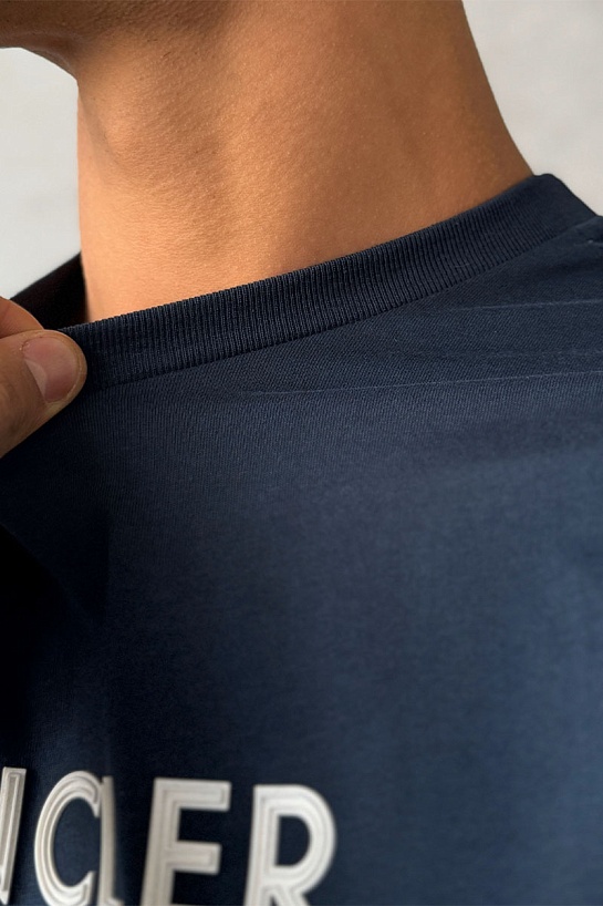 Мужская футболка Moncler logo-patch - Navy