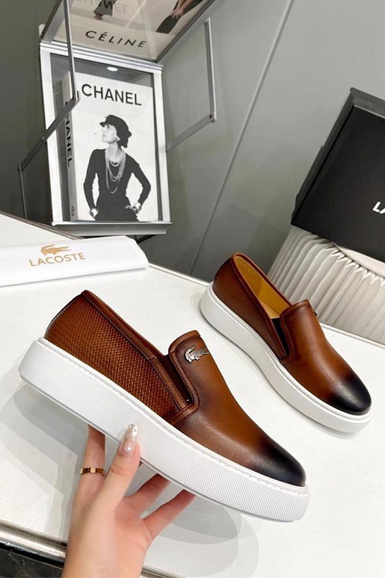 Кожаные слипоны Lacoste logo-plaque - Brown