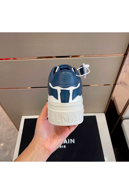 Синие кожаные кроссовки Balmain