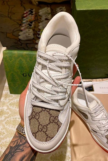 Мужские кожаные кроссовки Gucci   