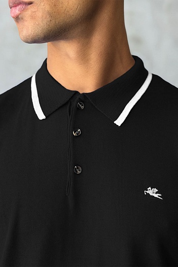 Поло с длинным рукавом Etro Pegaso logo - Black   