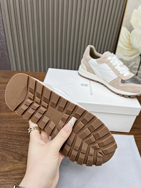 Женские замшевые кроссовки Brunello Cucinelli - Beige