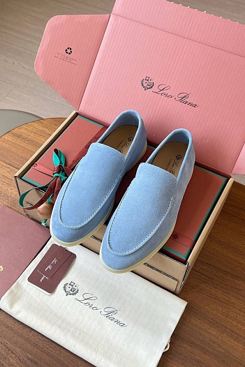 Замшевые лоферы Loro Piana Premium - Blue   