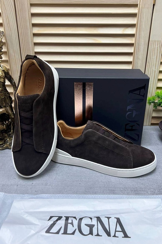 Замшевые кроссовки Ermenegildo Zegna Triple Stitch low-top - Brown