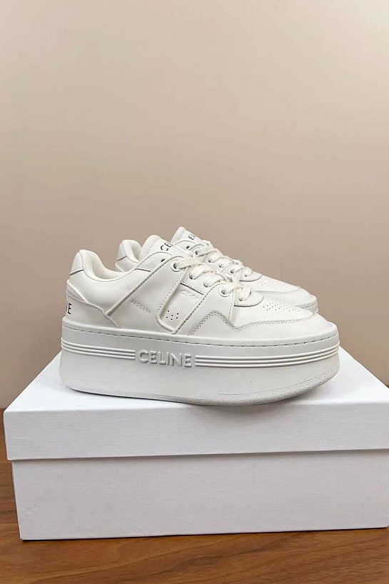 Женские кожаные кроссовки на платформе Celine