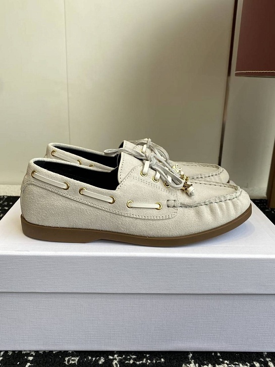 Женские замшевые лоферы Celine premium - White