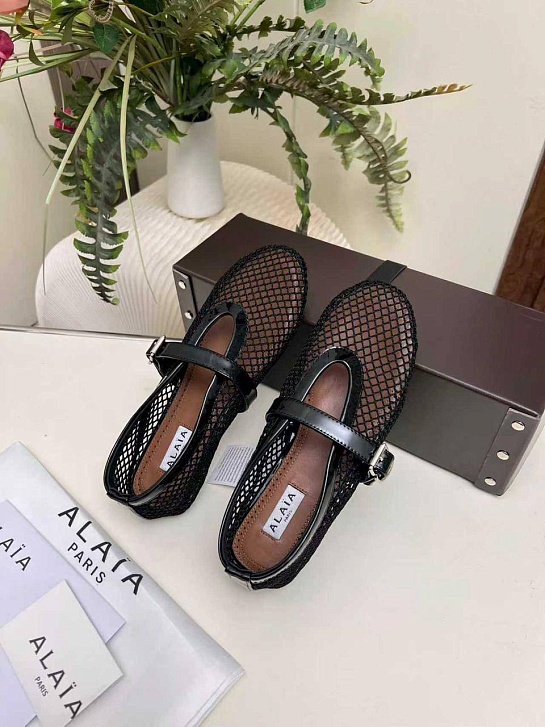 Женские плетёные балетки Alaia Fishnet Ballet premium