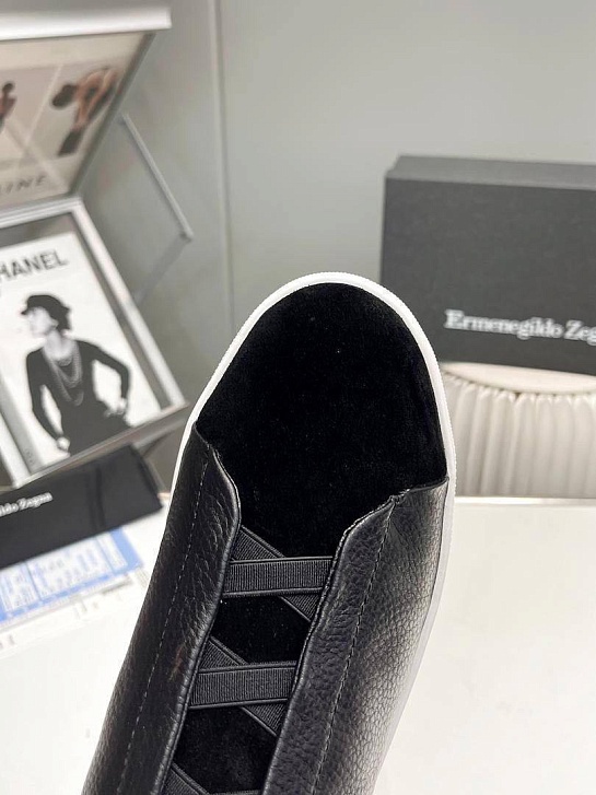 Кроссовки с мехом Ermenegildo Zegna Triple Stitch low-top - Black
