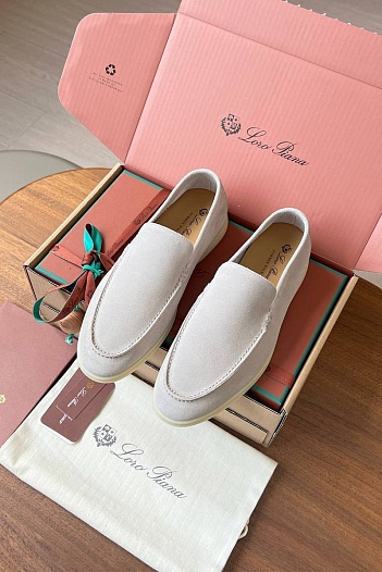 Замшевые лоферы Loro Piana Premium - White   