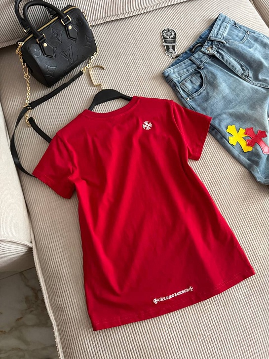Женская красная футболка Chrome Hearts premium