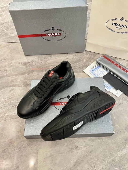 Кожаные кроссовки Prada America's Cup - Black