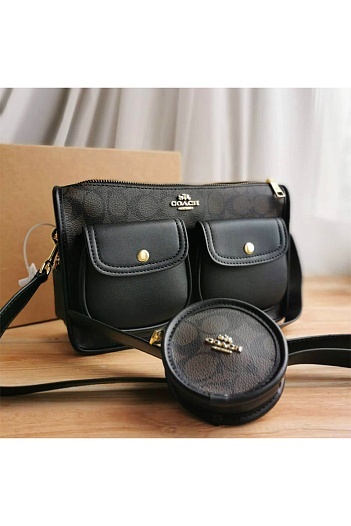 Женская кожаная сумка Coach 27x18 см (2 расцветки)   