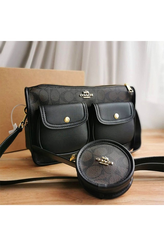 Женская кожаная сумка Coach 27x18 см (2 расцветки)