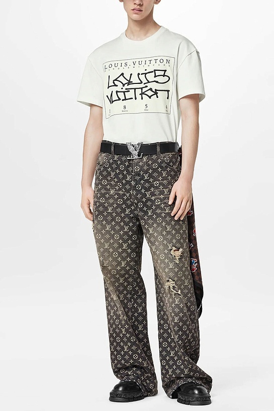 Футболка белого цвета Louis Vuitton Signature logo-print