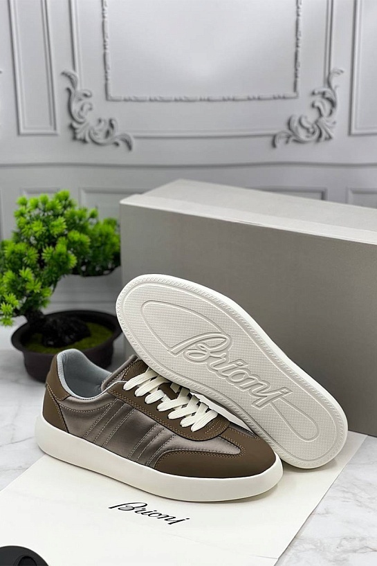 Мужские кроссовки Brioni коричневого цвета