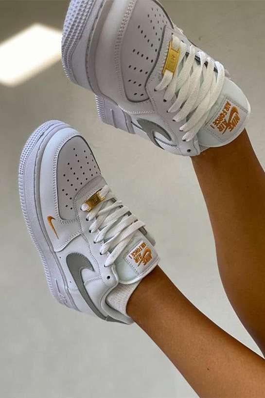 Кроссовки Nike Air Force 1 Mini Swoosh - Grey / Gold