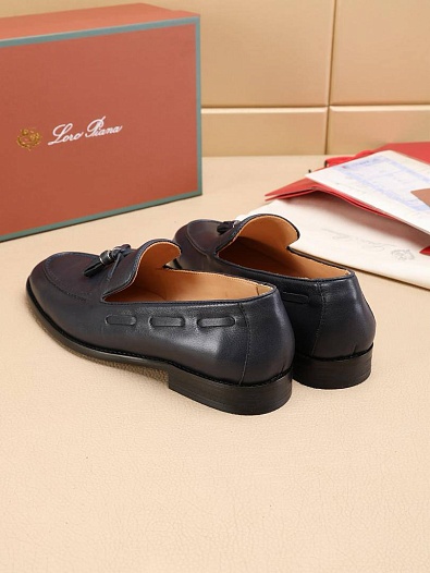 Кожаные лоферы Loro Piana tassel - Navy   