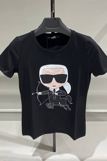Женская чёрная футболка Karl Lagerfeld "Sagittarius"   