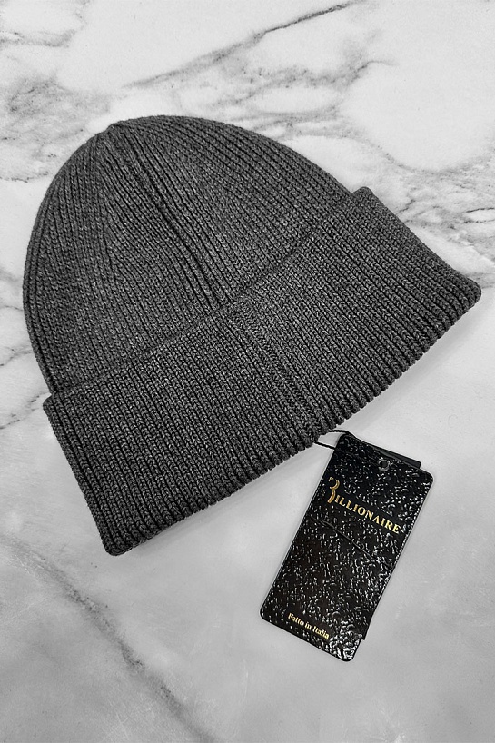 Мужская тёмно-серая шапка Billionaire logo-patch