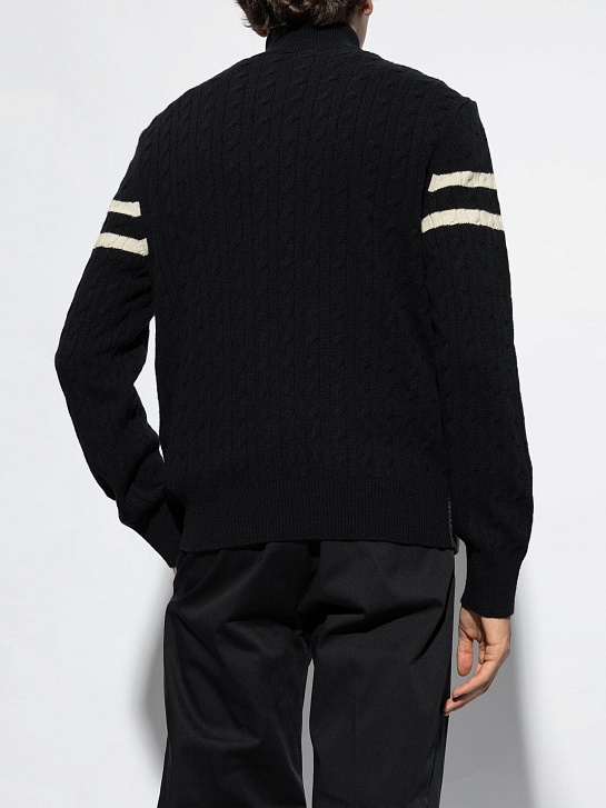 Мужская вязаная куртка Moncler logo-patch - Black