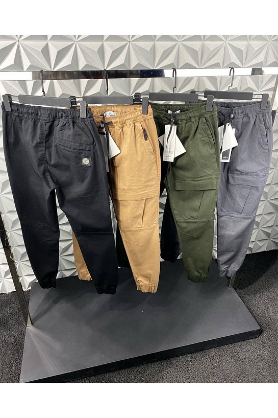 Мужские джоггеры цвета хаки Stone Island compass badge
