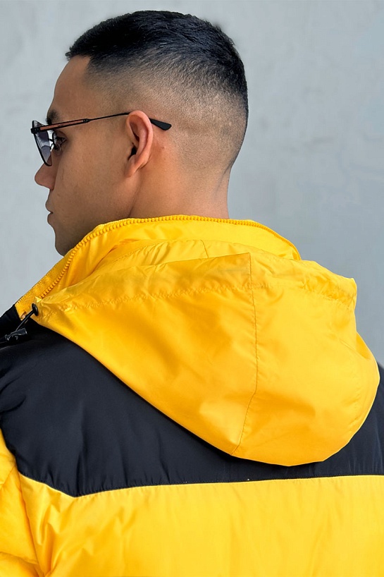 Утеплённая куртка Moncler Peuplier logo-patch - Yellow / Black
