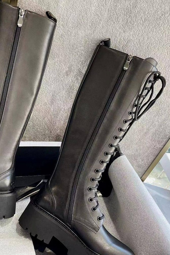 Женские кожаные сапоги Celine Premium - Black