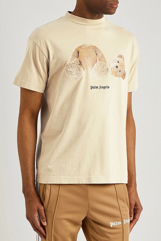 Бежевая оверсайз футболка Palm Angels Bear Classic