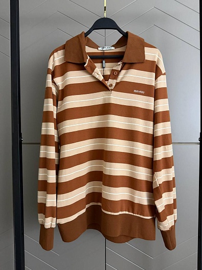 Женское поло с длинным рукавом MIU MIU premium   