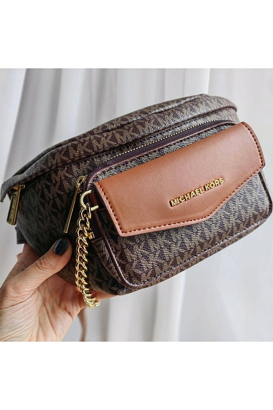 Кожаная поясная сумка Michael Kors Perry 27x14 см - Brown