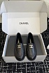 Женские кожаные лоферы с мехом Chanel Premium - Black