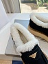 Женские меховые лоферы Prada Suede Premium - Black