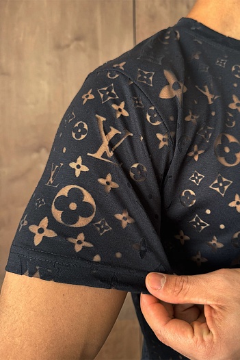 Чёрная мужская футболка Louis Vuitton Monogram All-over   