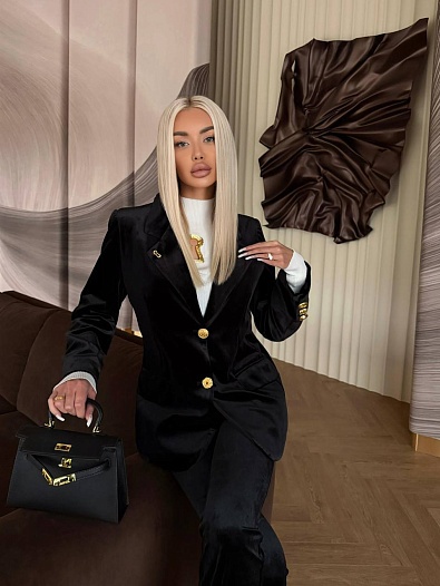 Женский велюровый пиджак Schiaparelli Premium - Black   