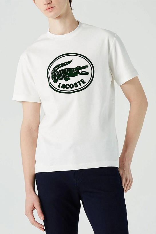Белая футболка Lacoste logo-print