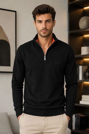 Мужской джемпер Hugo Boss quarter zip - Black   