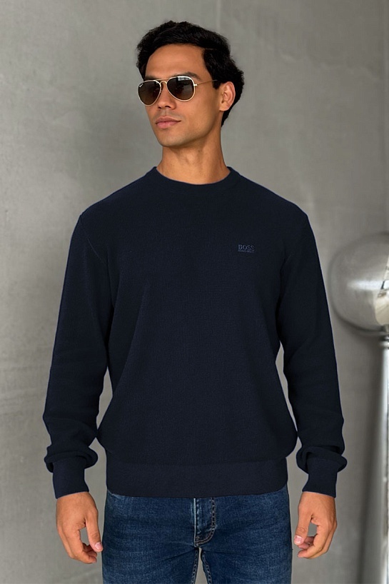 Мужской джемпер синего цвета Hugo Boss logo-embroidered