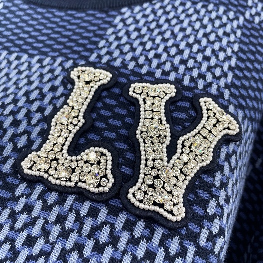 Оверсайз футболка Louis Vuitton Premium crystal logo-patch   
