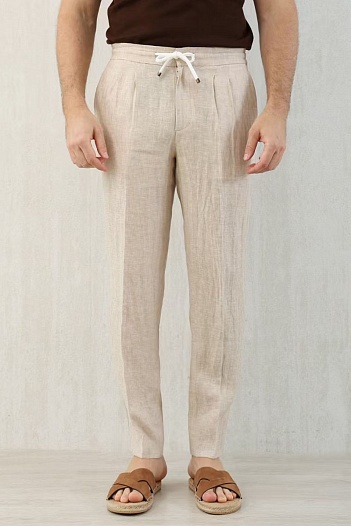 Льняные брюки Brunello Cucinelli Premium - Beige   