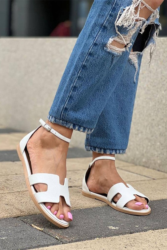 Женские сандалии Hermes Santorini - White