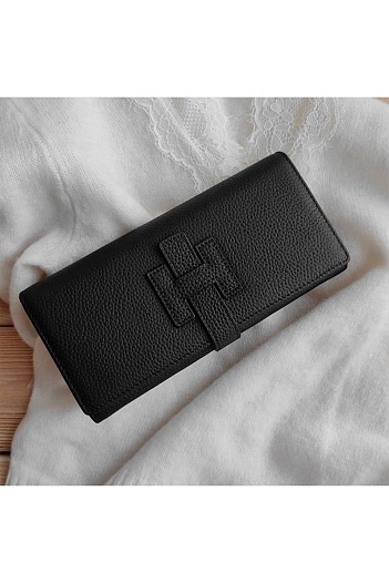 Кожаный клатч Hermes Jige Elan 20.5x9 см - Black   