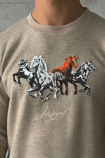 Мужской свитшот Hermes бежевого цвета   