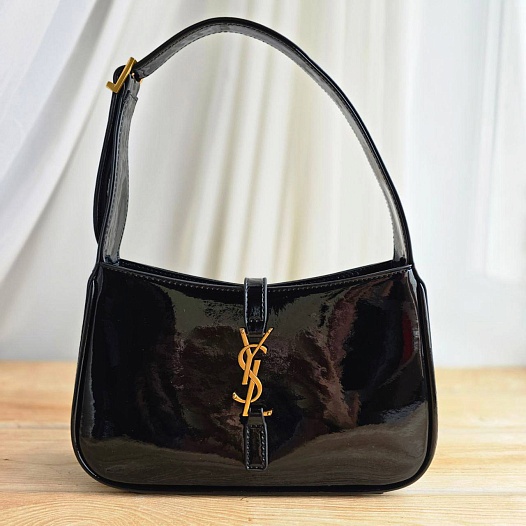 Женская лакированная сумка Yves Saint Laurent le 5 a 7 25x16 см - Black   