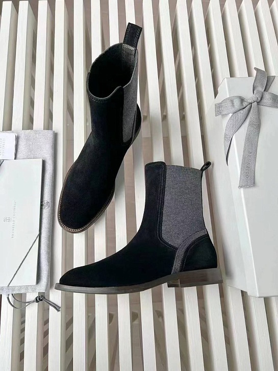 Женские замшевые ботинки Brunello Cucinelli Premium - Black