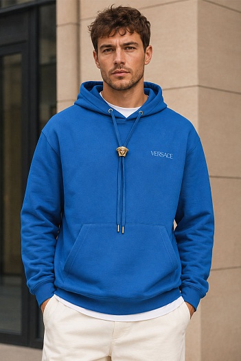 Мужское синее худи Versace Medusa   