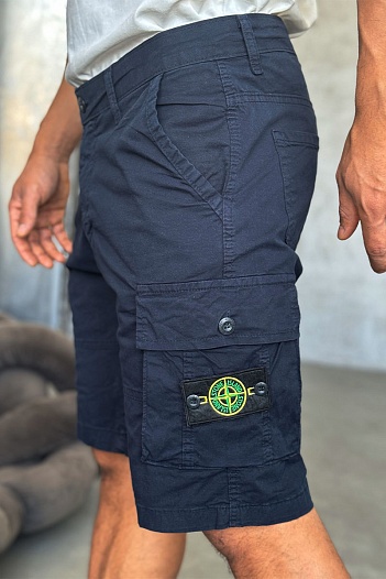 Синие шорты Stone Island cargo compass-patch   