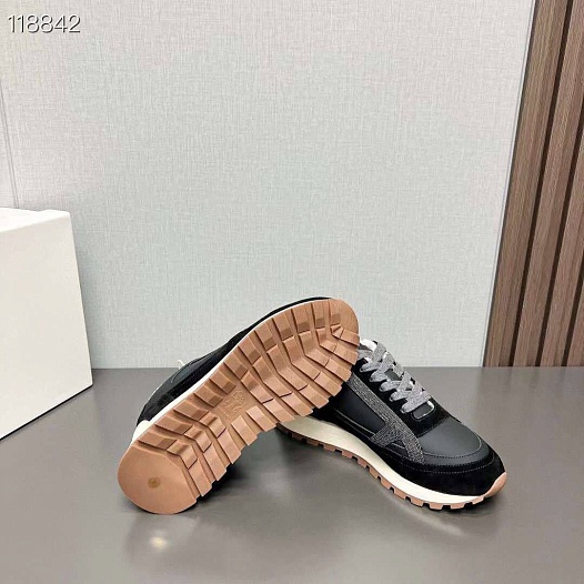 Женские замшевые кроссовки с мехом Brunello Cucinelli premium   